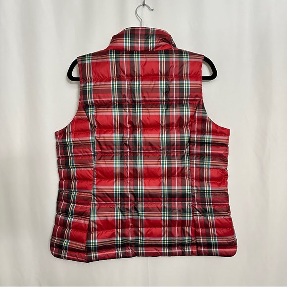 Lands' End Women's Plaid Print Red Puffer Vest Sleeveless Jacket sz M/P 10-12 - Picture 8 of 9